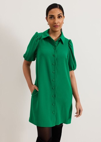 Phase Eight Petite Candice Scallop Dress Green USA | 6028391-BE